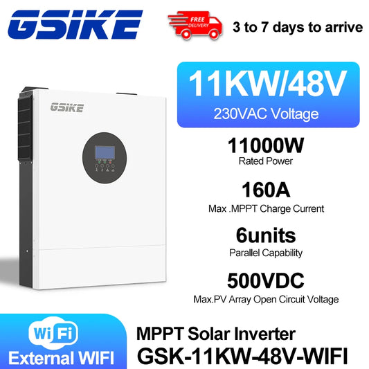 GSIKE Power falownik solarny 11KW 48V 220V Off Grid Inwerter 160A kontroler solarny MPPT z WIFI